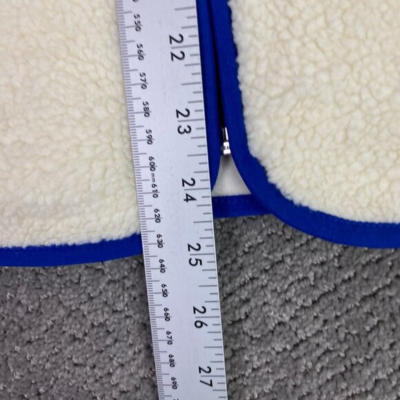 Talbots Fleece Vest Women's 1X White Blue Deep Pile Sherpa Full Zip - Picture 9 of 10
